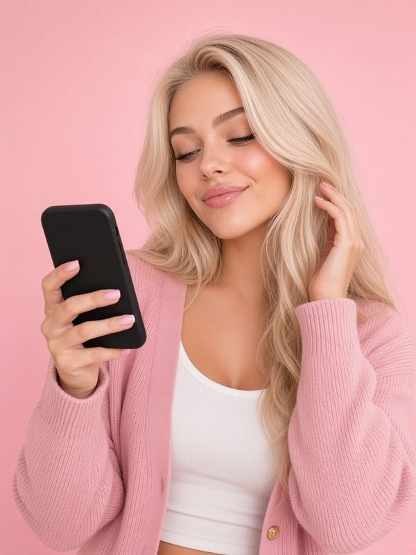 Brittany smirking at her phone