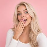 Brittany surprised, hand over mouth